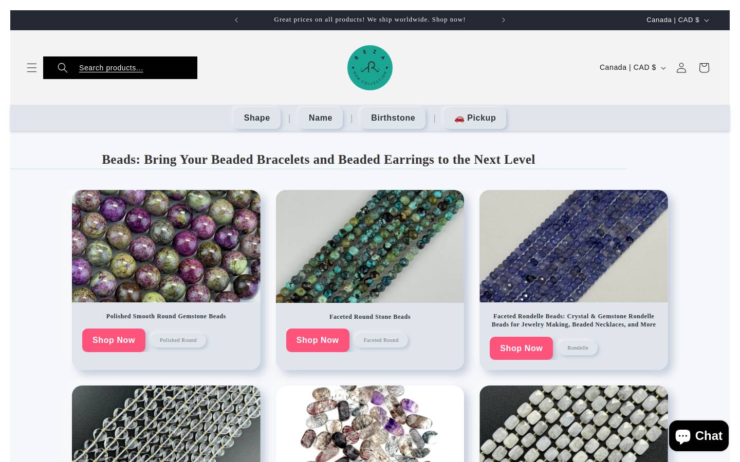 rezagemcollection.ca homepage screenshot