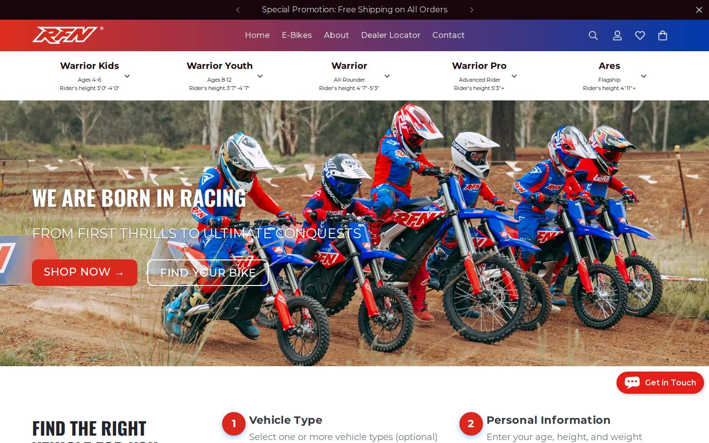 rfnbike.com homepage screenshot