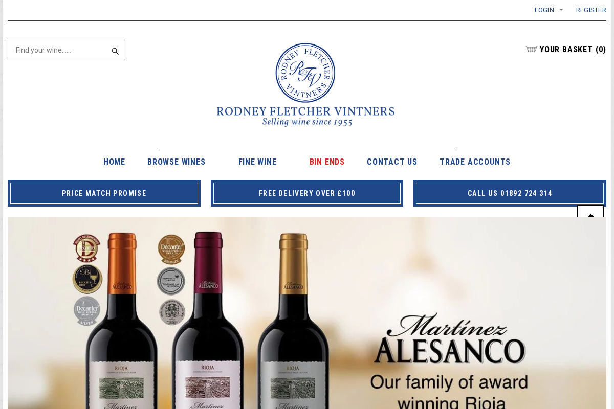 Rodney Fletcher Vintners homepage screenshot