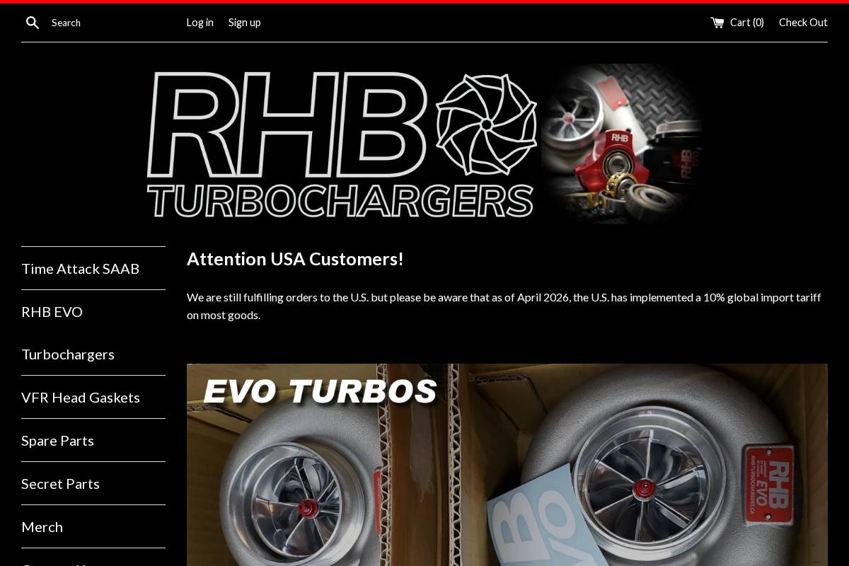 rhbturbochargers.ca homepage screenshot