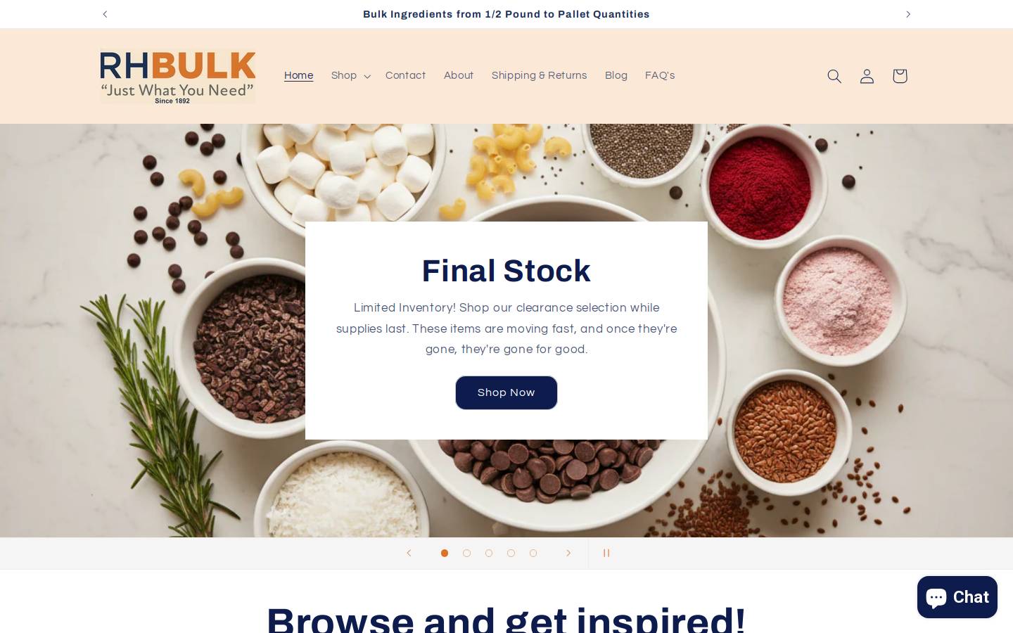 rhbulk.com homepage screenshot