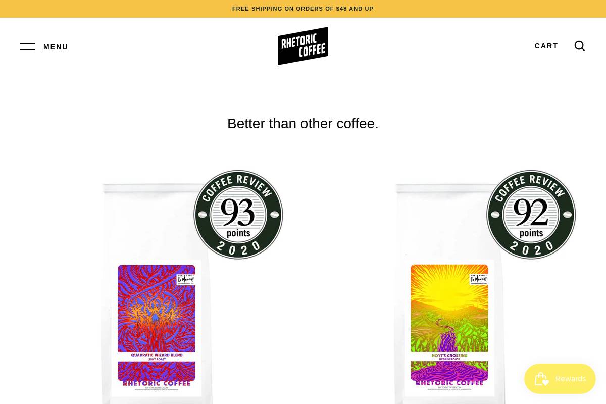 rhetoriccoffee.com homepage screenshot