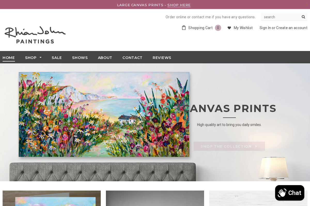 Rhian John Paintings homepage screenshot