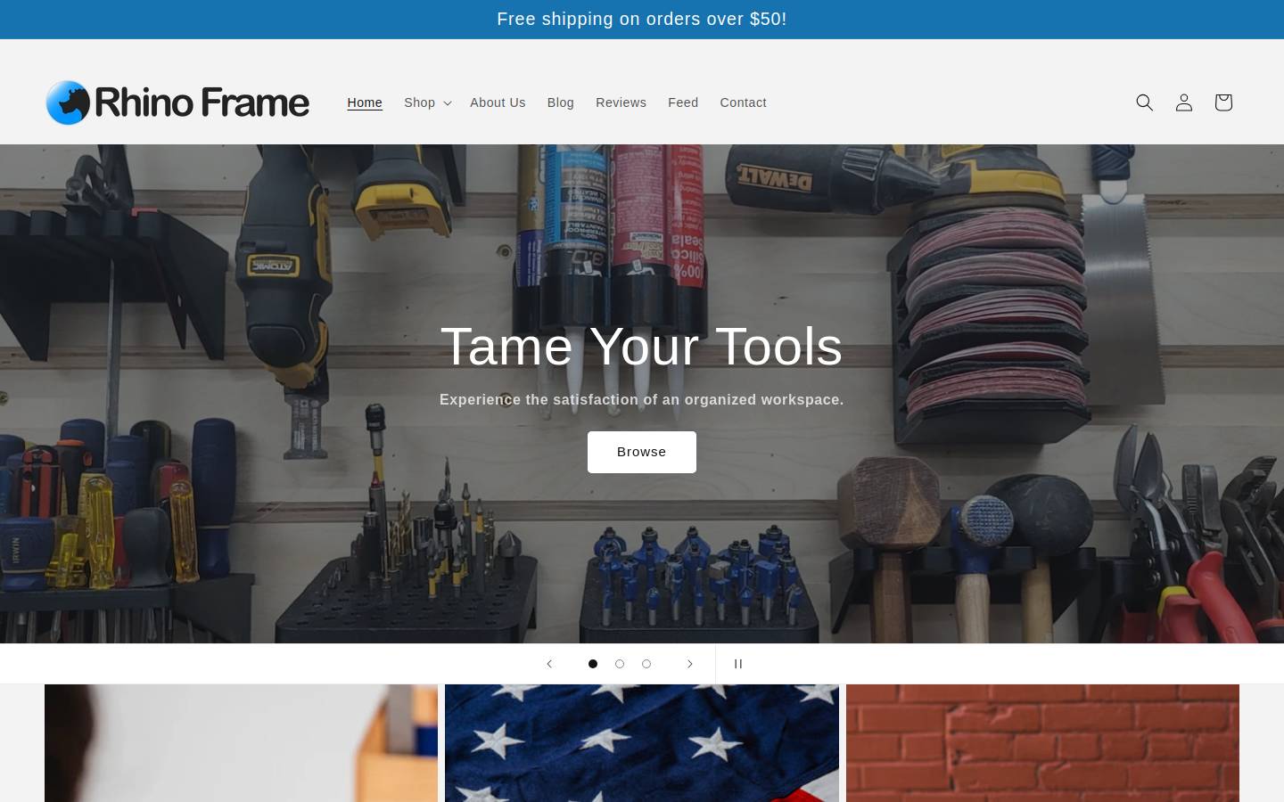 rhinoframe.com homepage screenshot