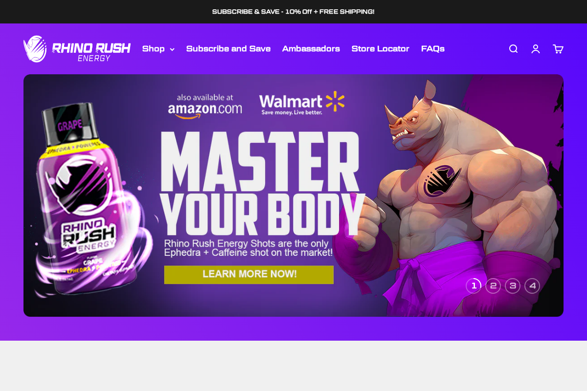 rhinorush.com homepage screenshot