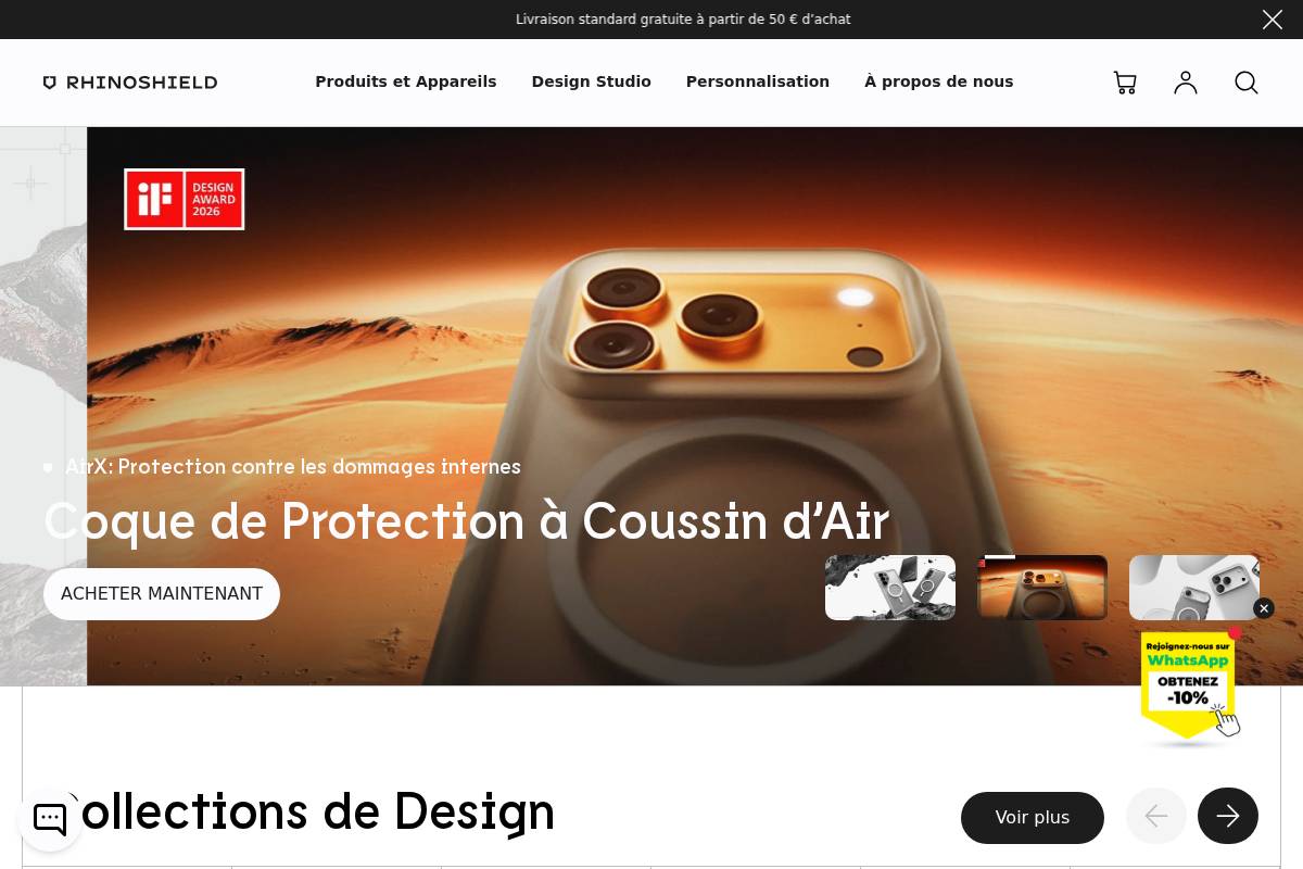 RHINOSHIELD France homepage screenshot
