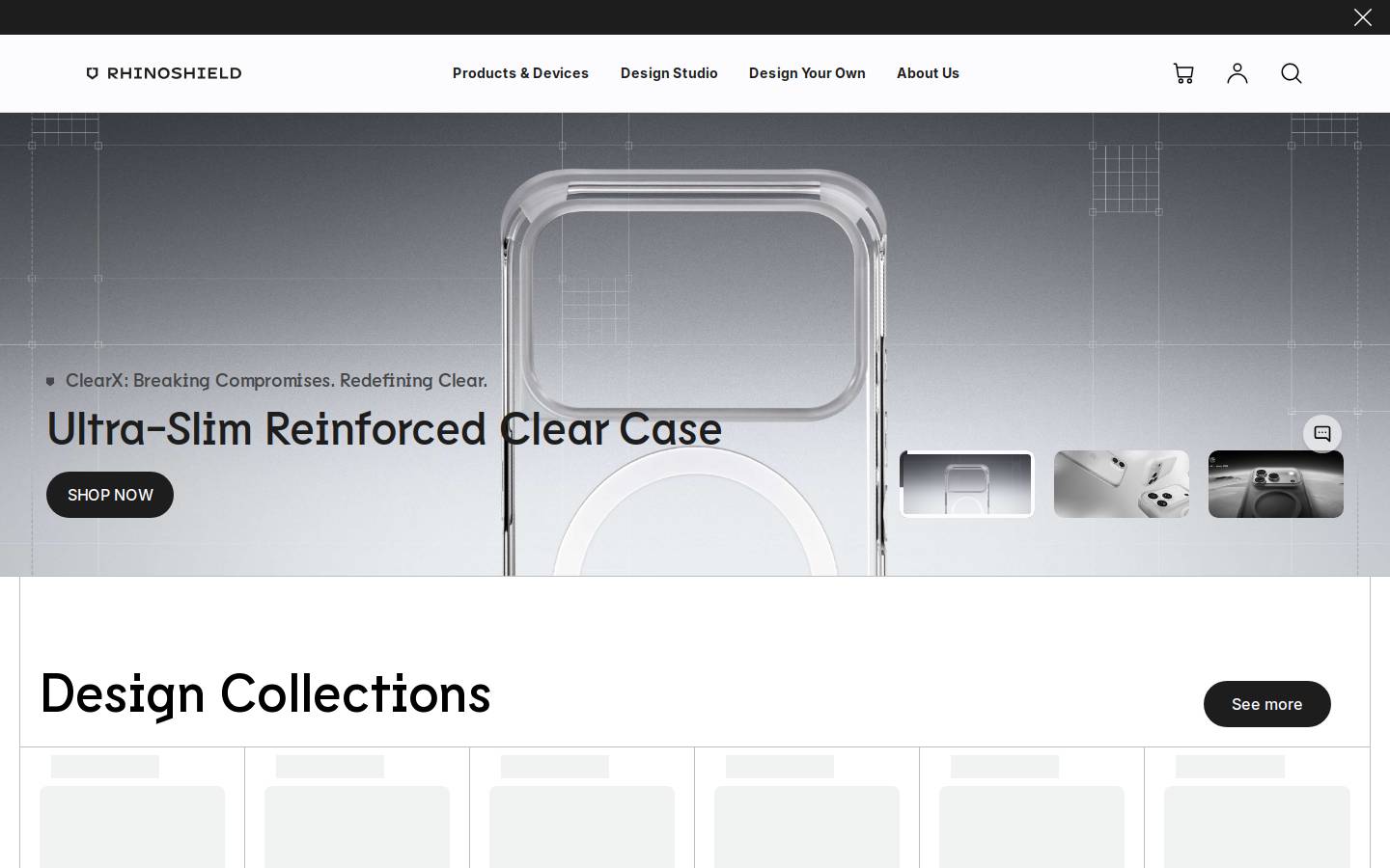 rhinoshieldbumper.com homepage screenshot