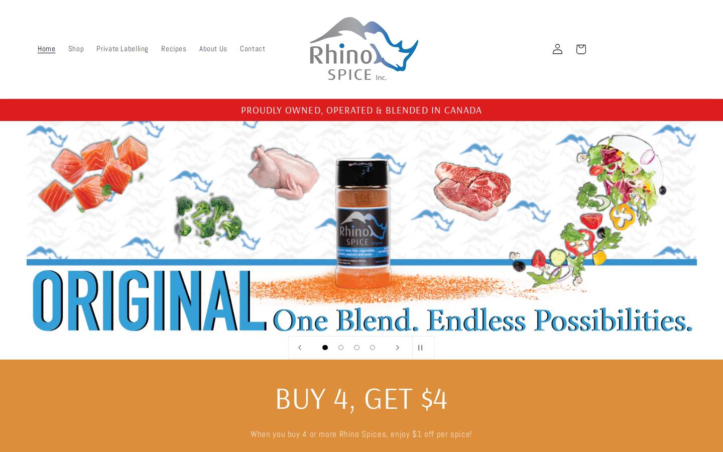 rhinospice.com homepage screenshot