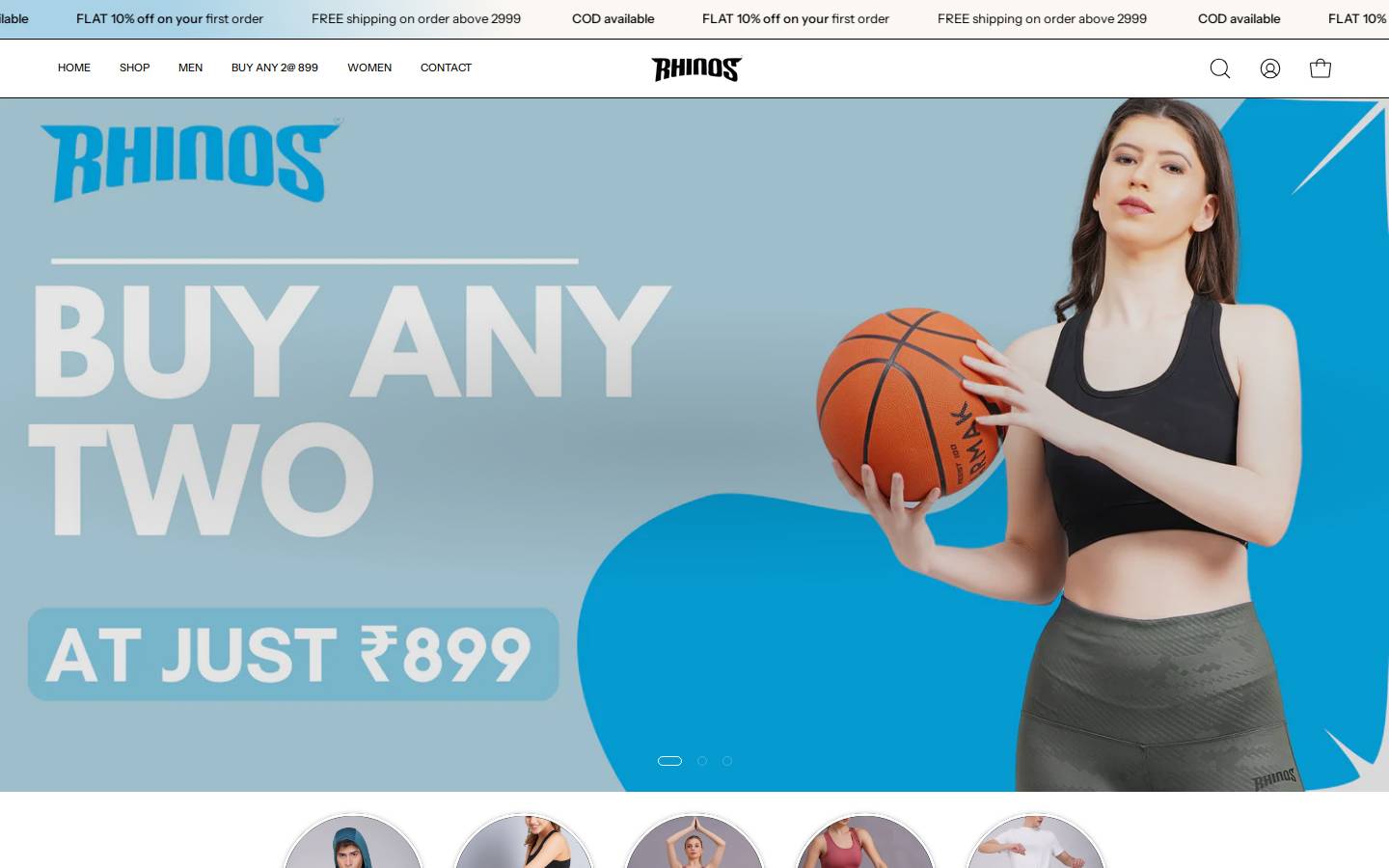 rhinossportsclothing.com homepage screenshot