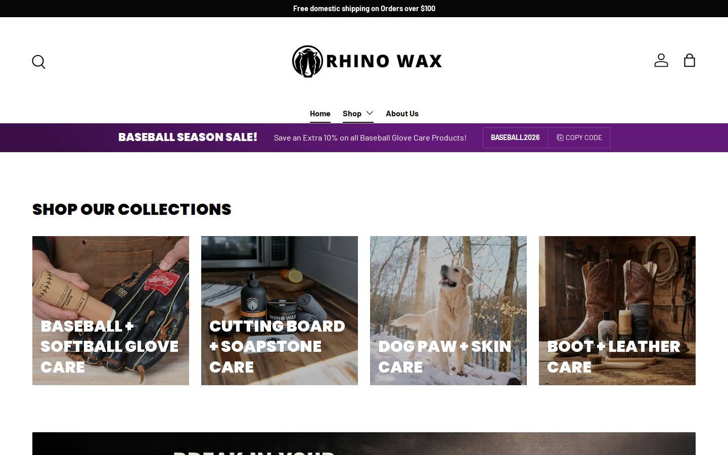 rhinowaxes.com homepage screenshot