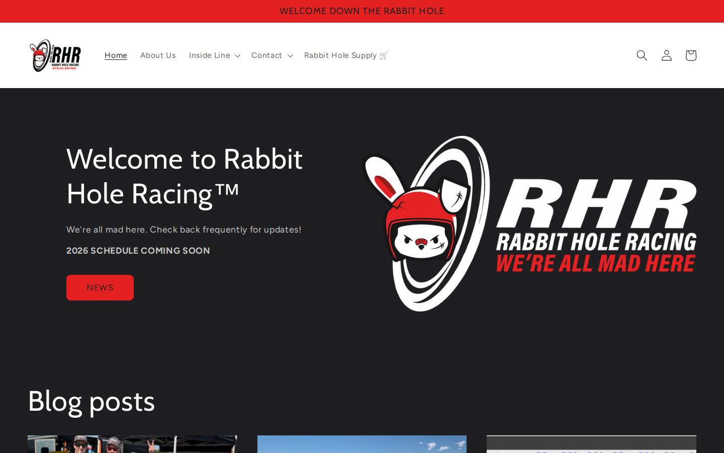 rhracer.com homepage screenshot