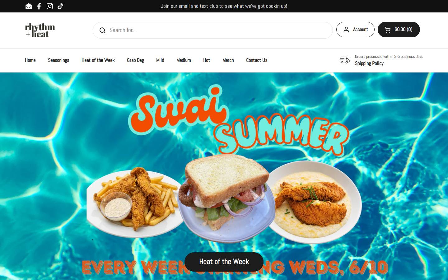 rhythmandheat.com homepage screenshot