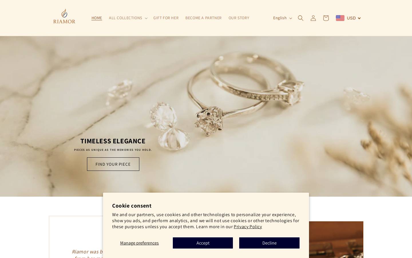 riamor.com homepage screenshot