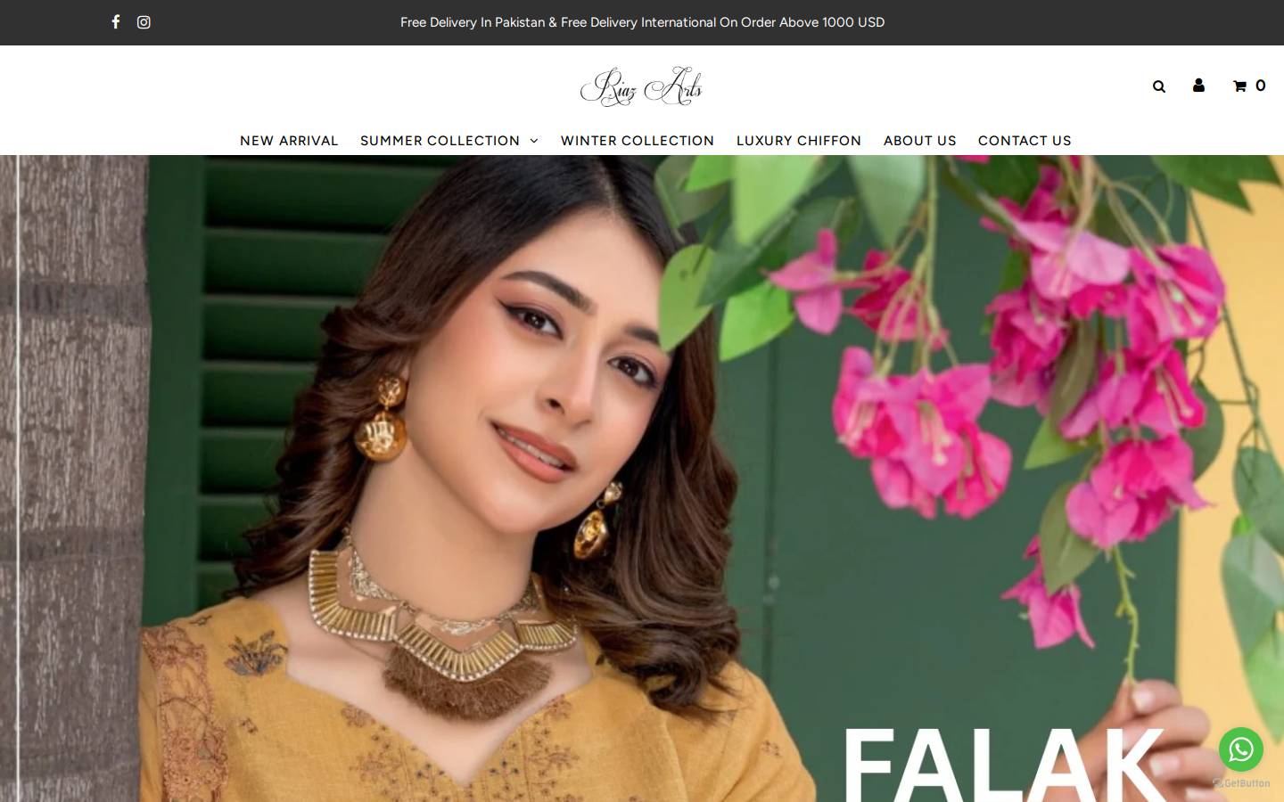 riazarts.com homepage screenshot