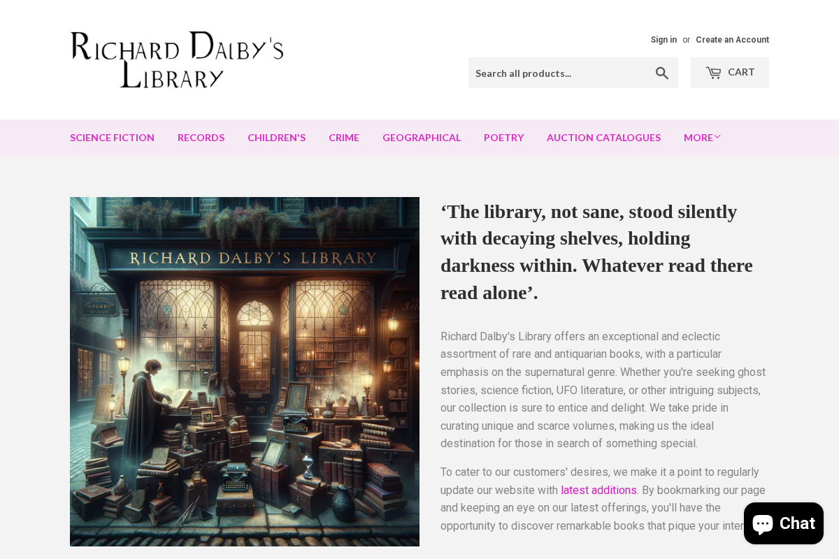 Richarddalbyslibrary homepage screenshot
