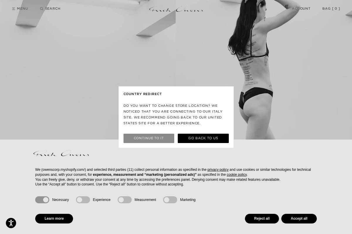 Rick Owens homepage screenshot