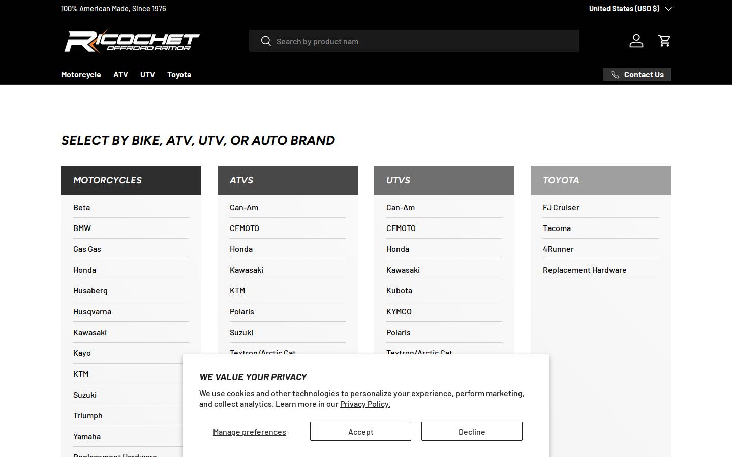 ricochetoffroad.com homepage screenshot