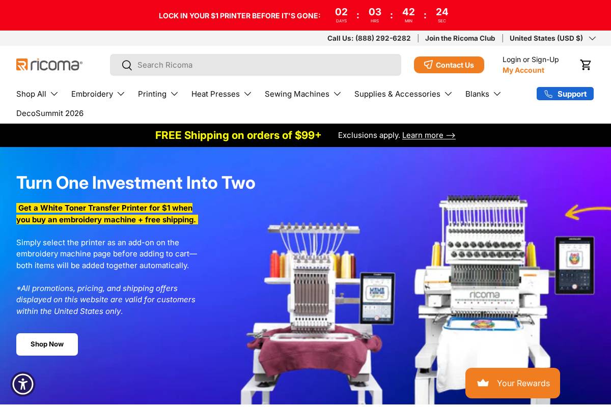 Ricoma homepage screenshot