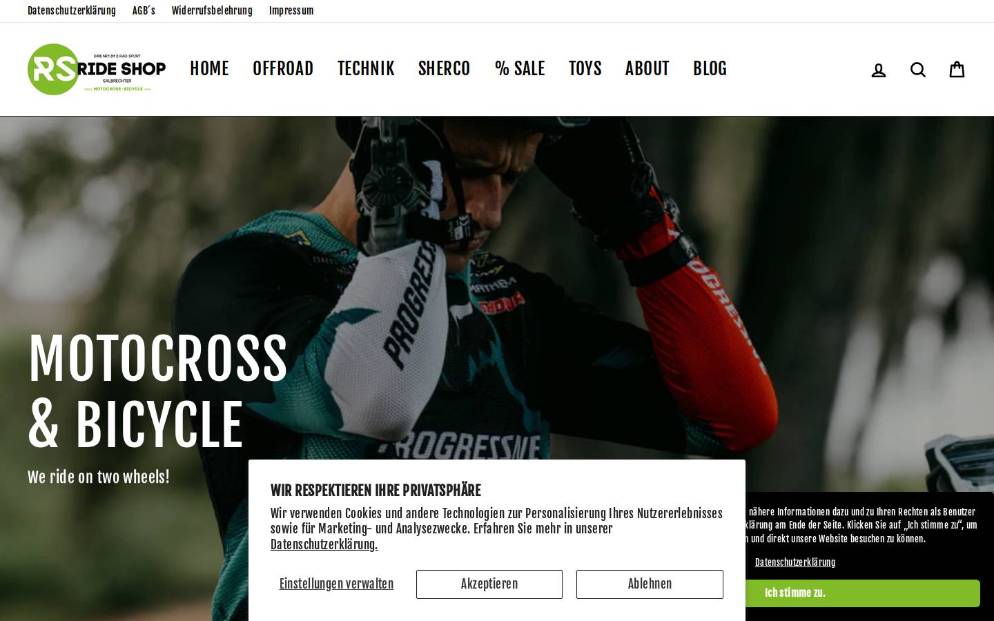 ride-shop.at homepage screenshot