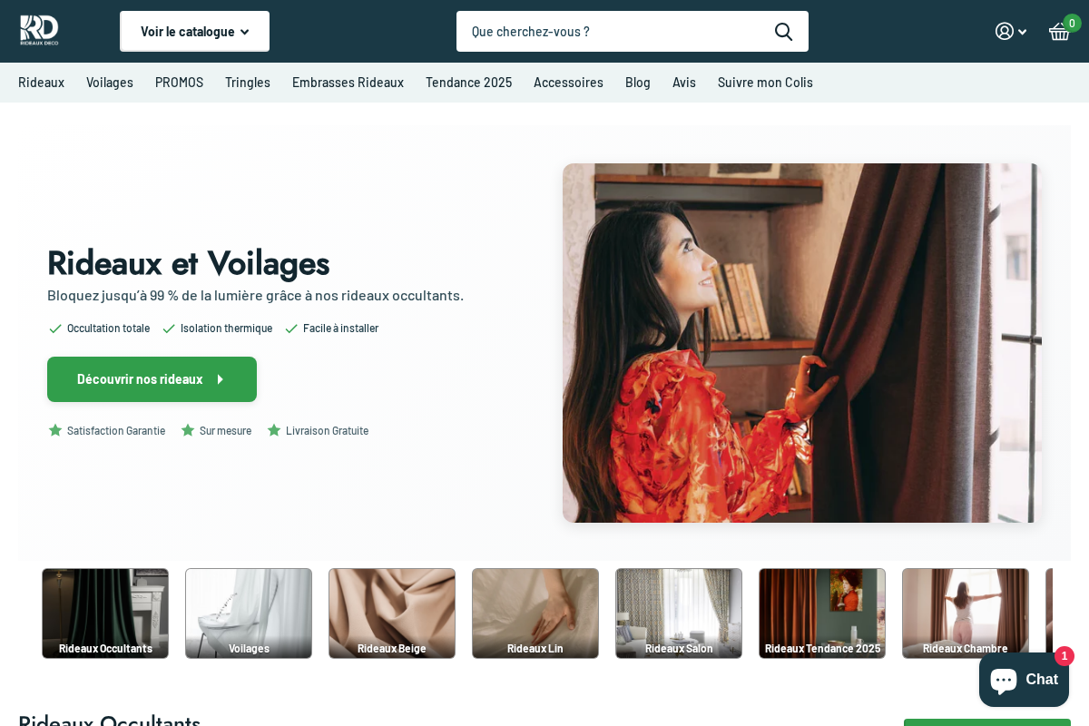 Rideaux Deco homepage screenshot