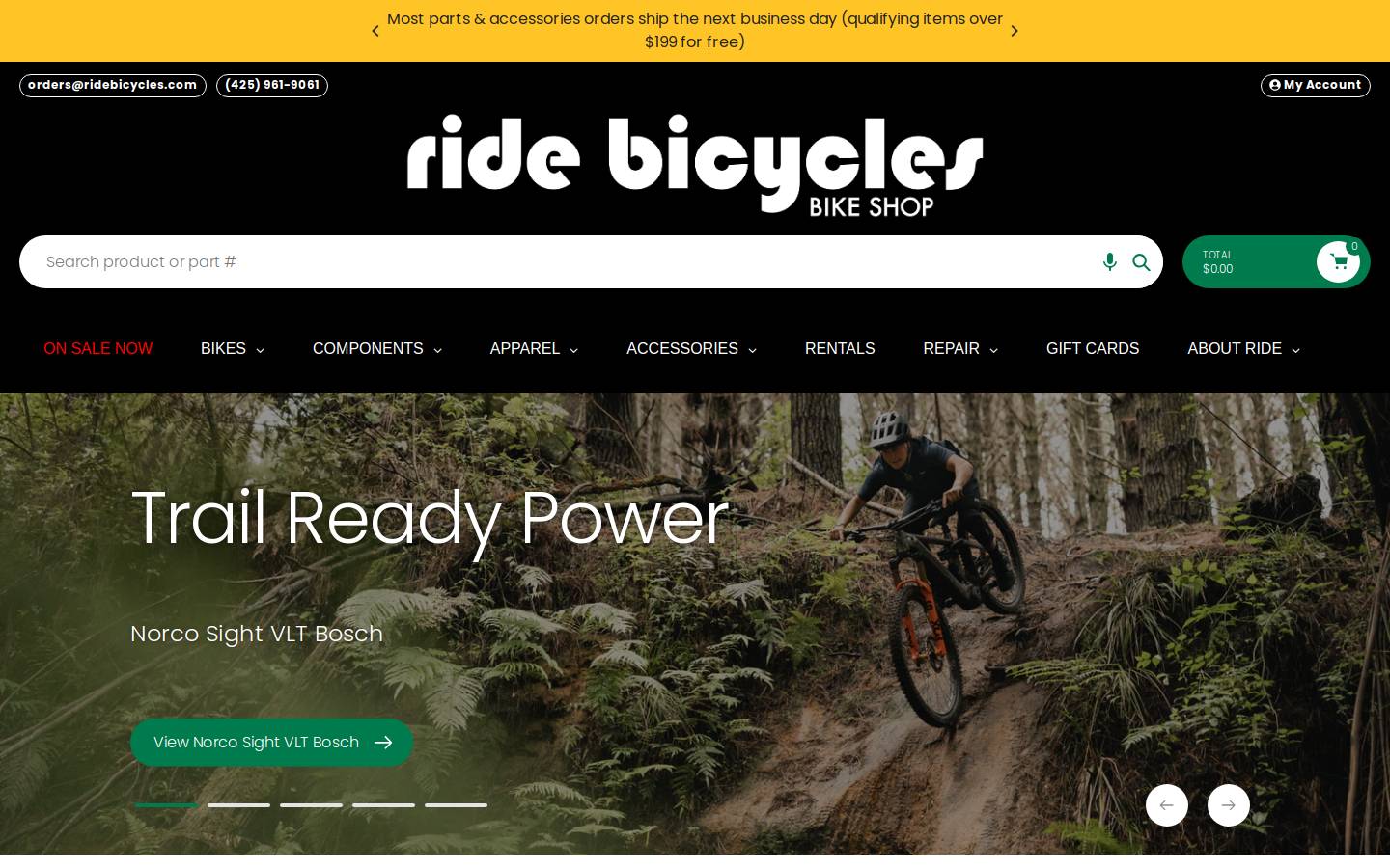 ridebicycles.com homepage screenshot