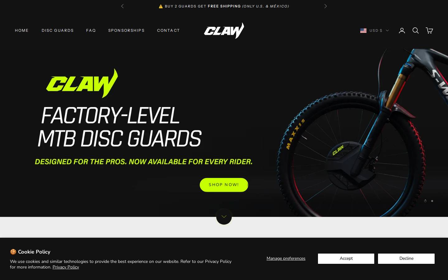 rideclaw.com homepage screenshot