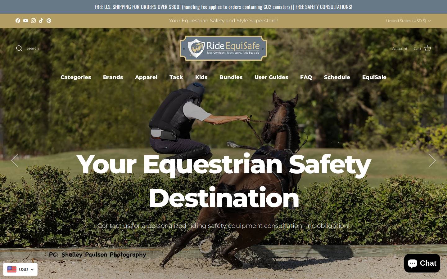 Ride EquiSafe homepage screenshot