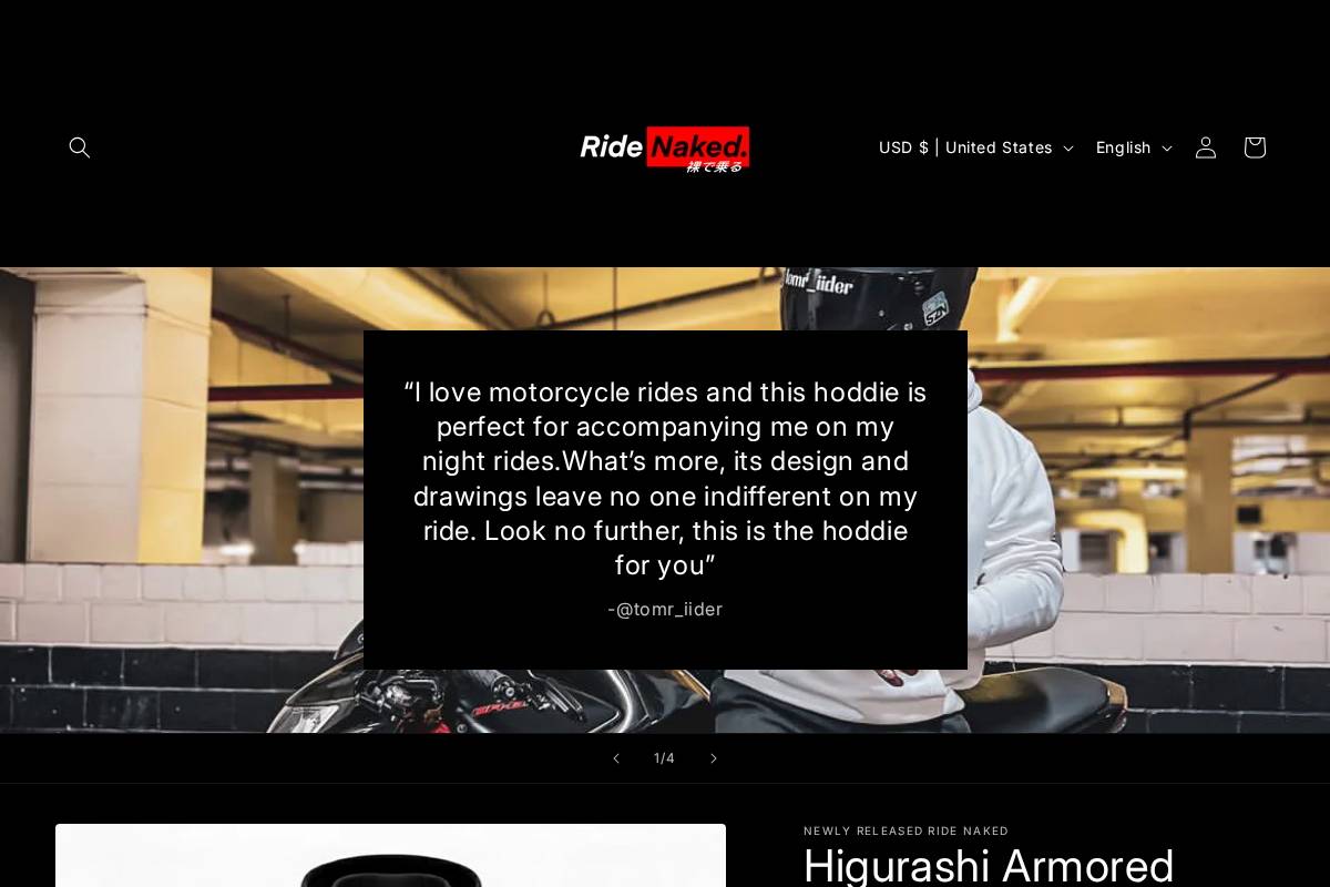 ridenaked.shop homepage screenshot