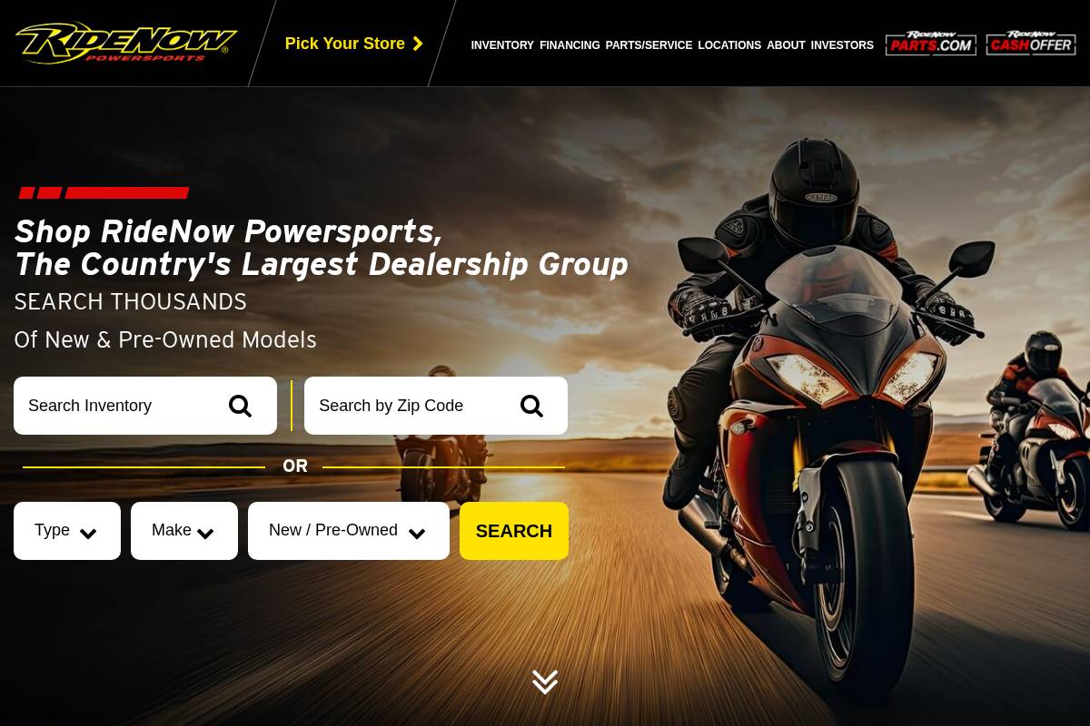 ridenow.com homepage screenshot