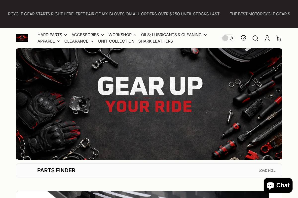rideraccessories.com.au homepage screenshot