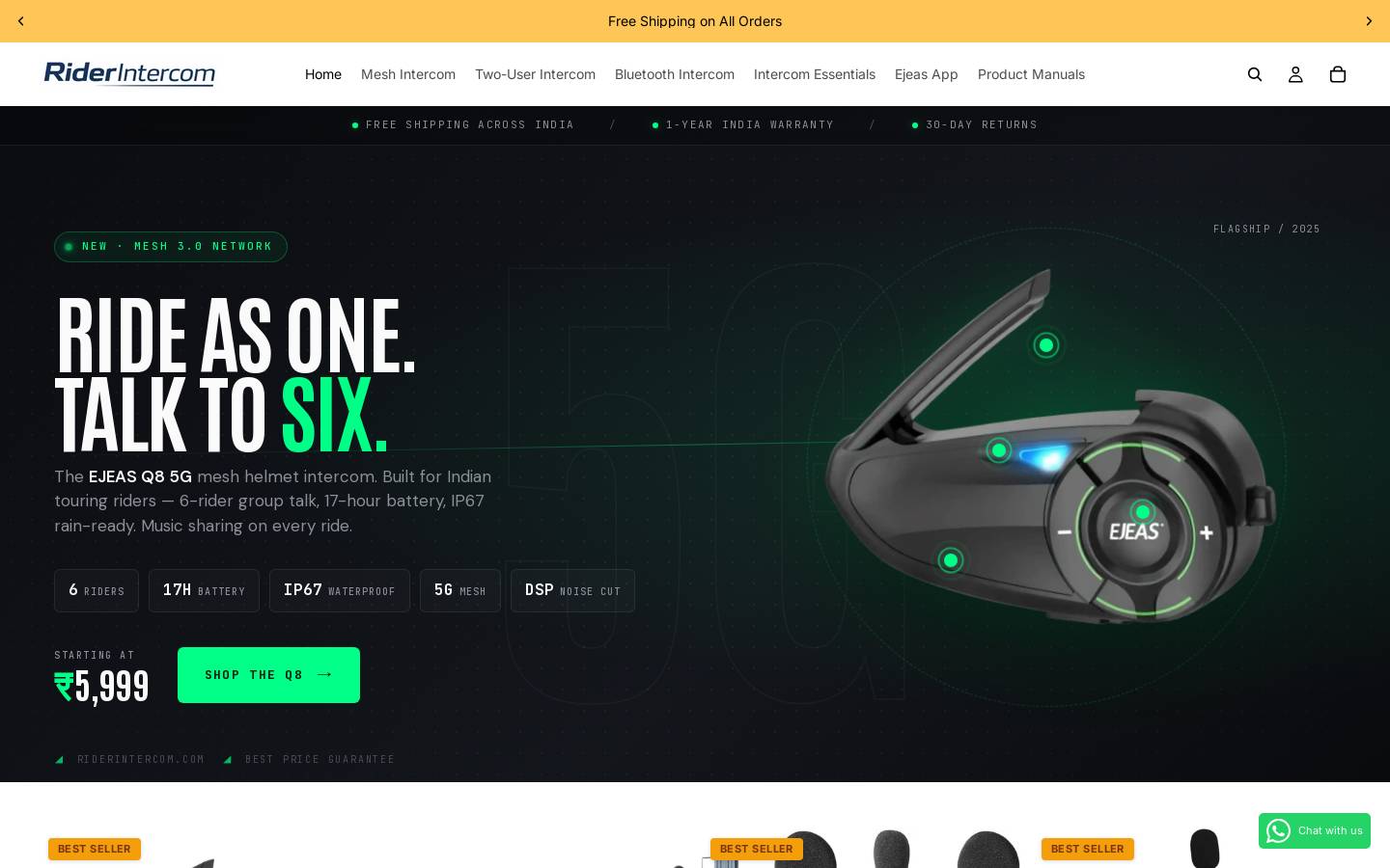 riderintercom.com homepage screenshot