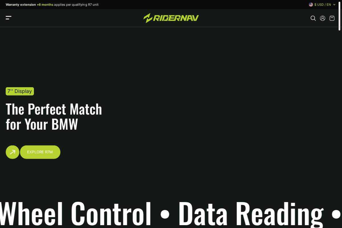 Ridernav homepage screenshot