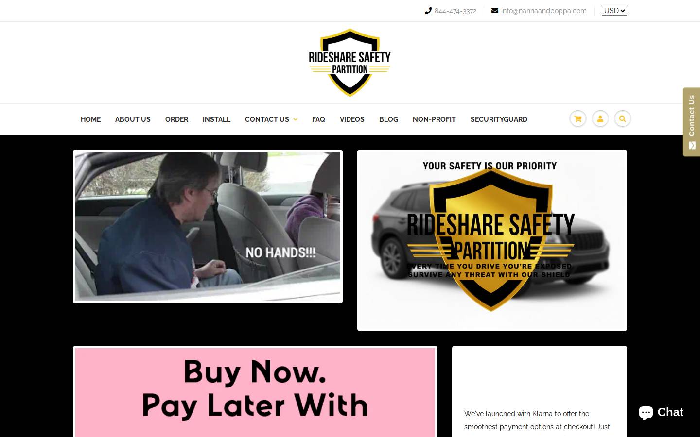 ridesharesafetypartition.com homepage screenshot