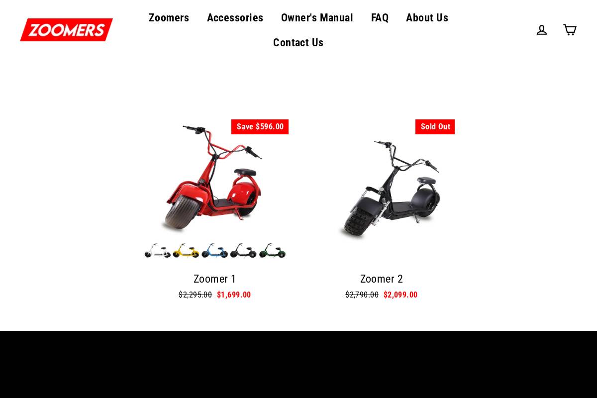ridezoomers.com homepage screenshot