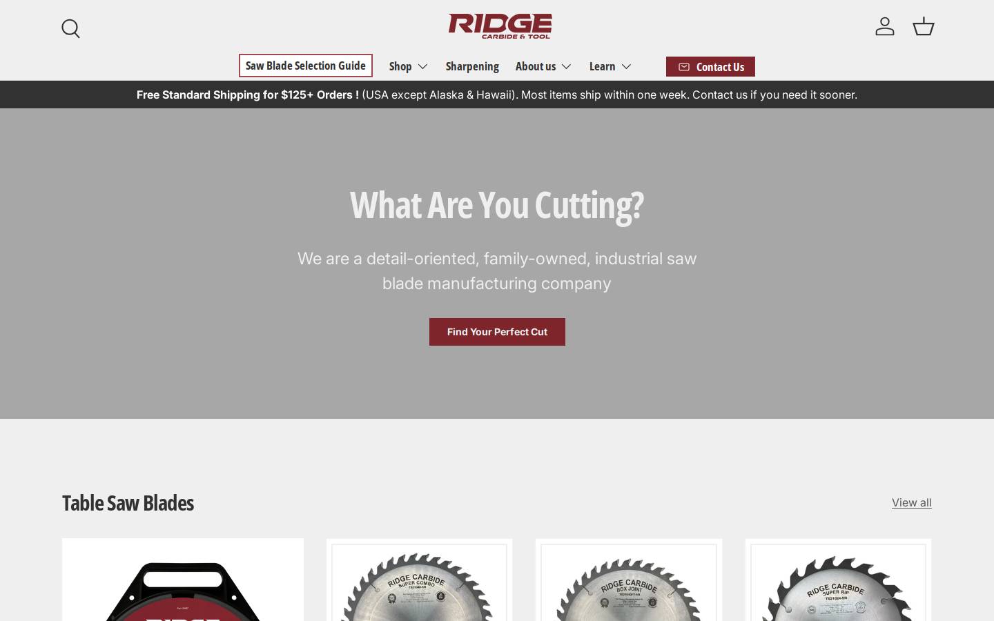 ridgecarbidetool.com homepage screenshot