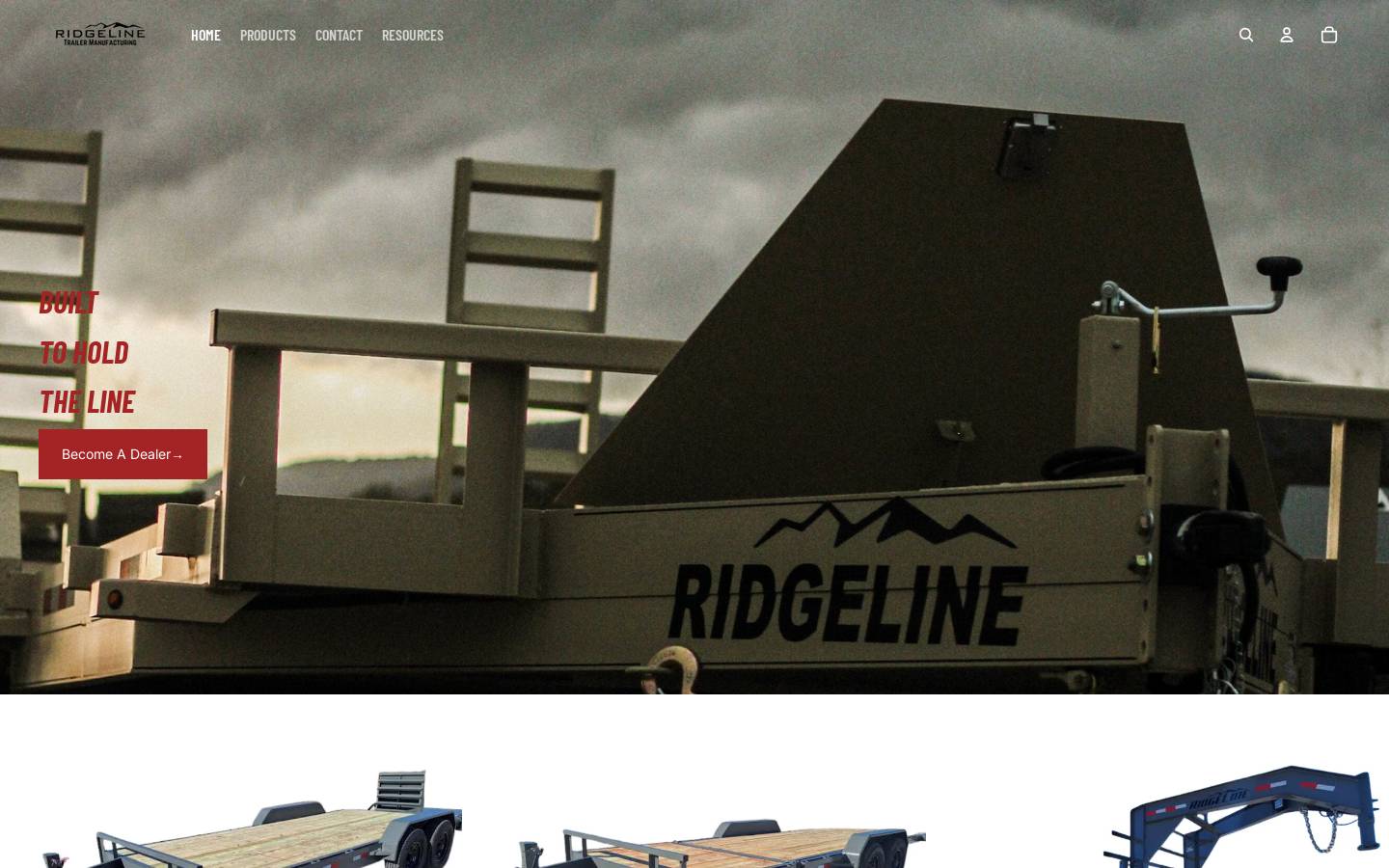 ridgelinetrailermfg.com homepage screenshot