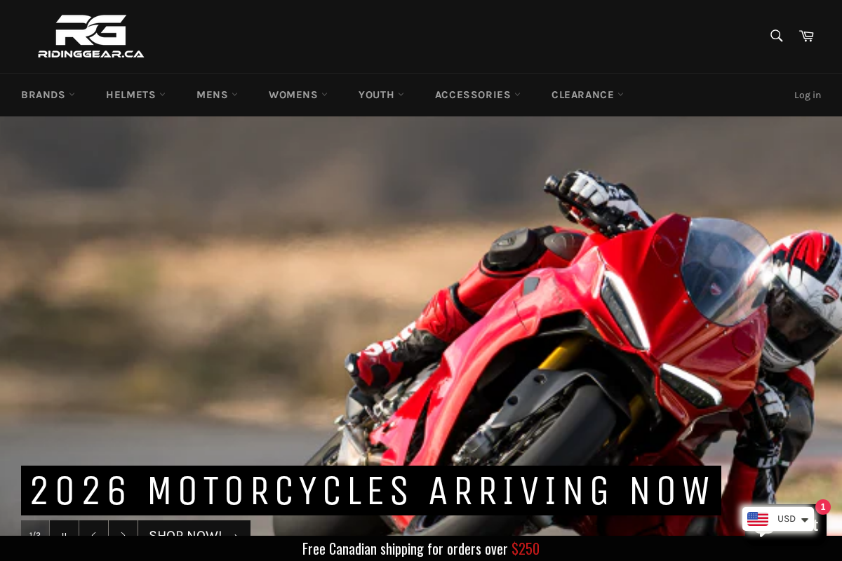 Riding Gear homepage screenshot