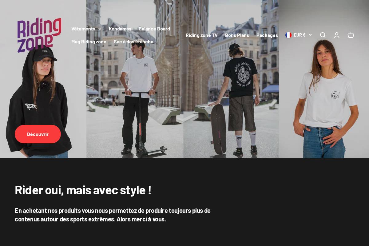 ridingzoneshop.fr homepage screenshot