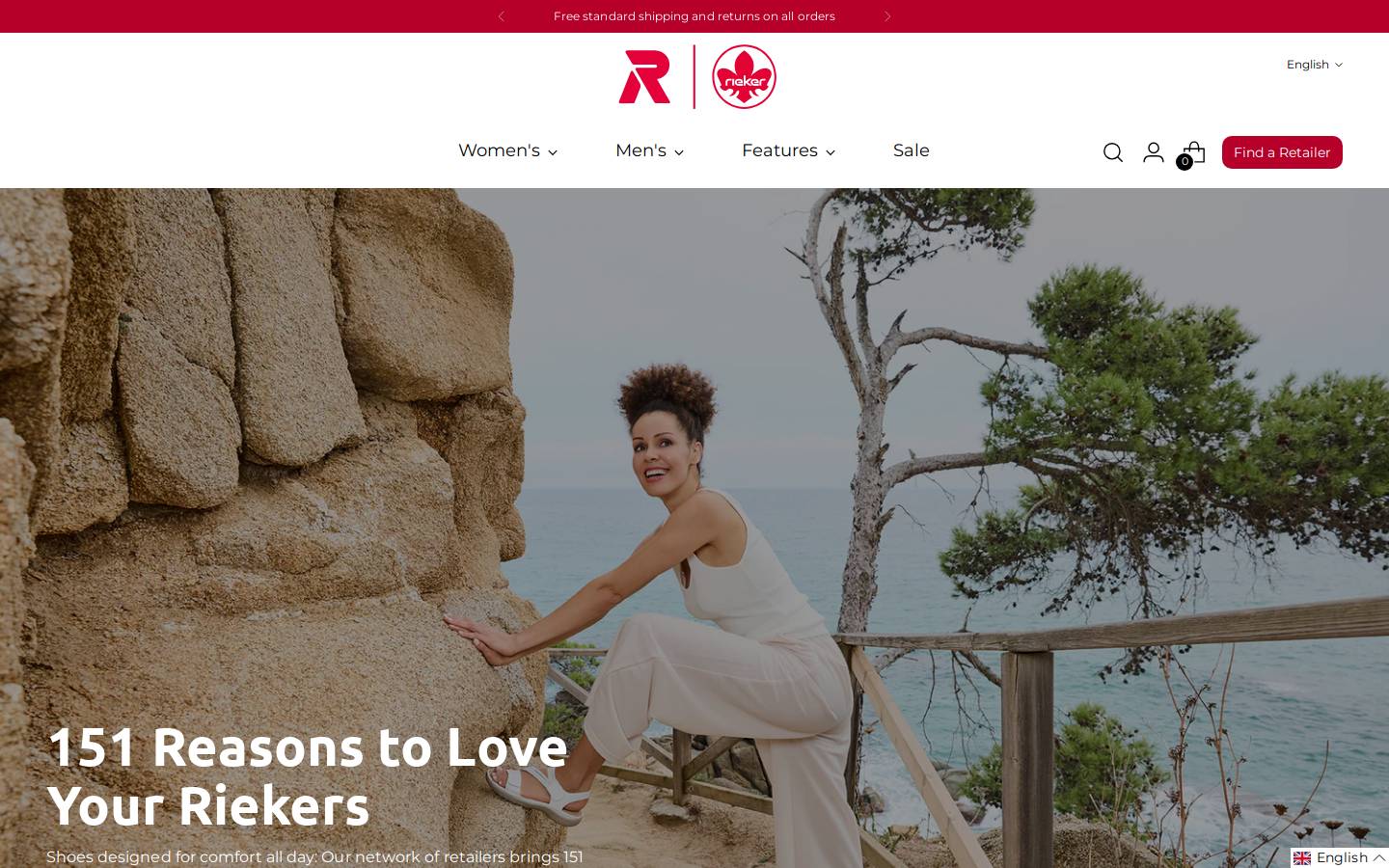 Rieker Shoes homepage screenshot