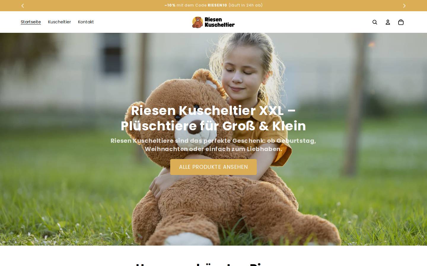 riesen-kuscheltier.de homepage screenshot