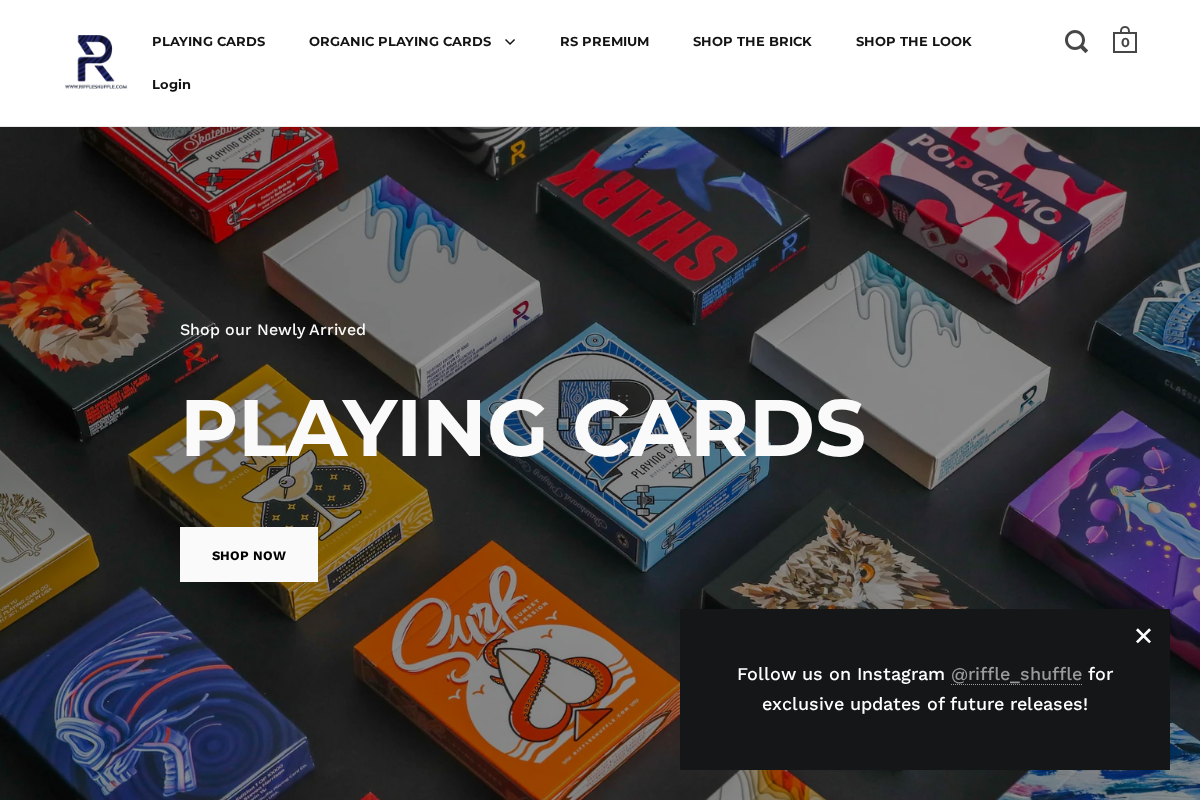 Riffle Shuffle Playing Card Co homepage screenshot