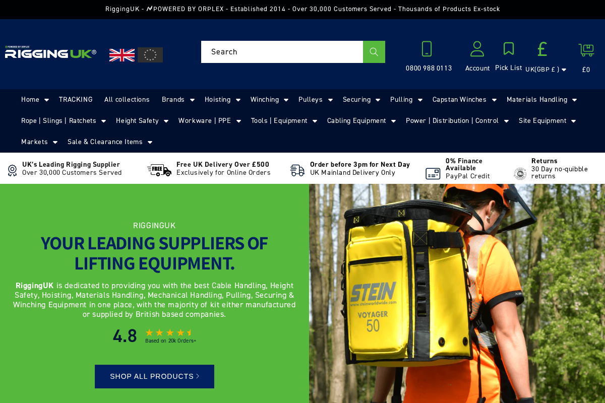 RiggingUK homepage screenshot