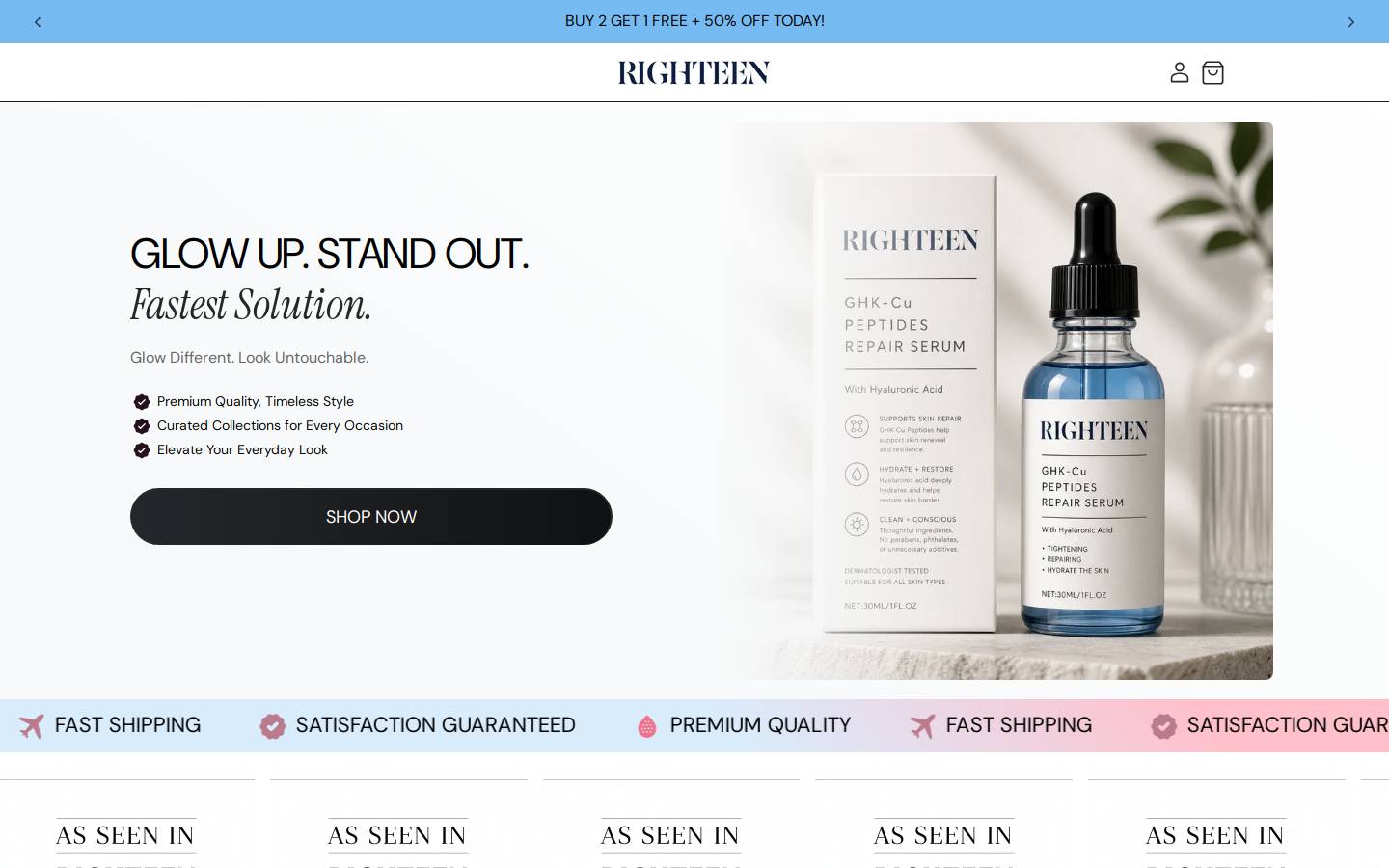 righteen.com homepage screenshot