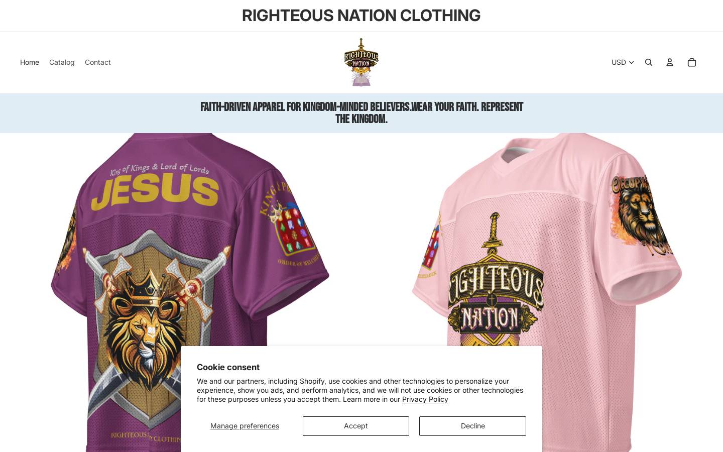 righteousnationclothing.com homepage screenshot