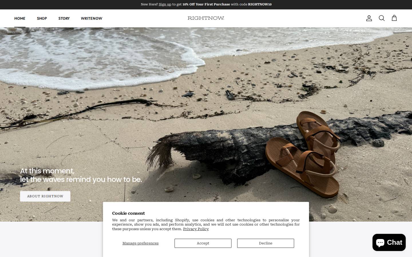 rightnowofficial.com homepage screenshot