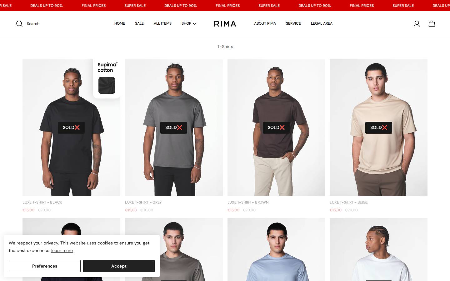 Rimaclothing homepage screenshot
