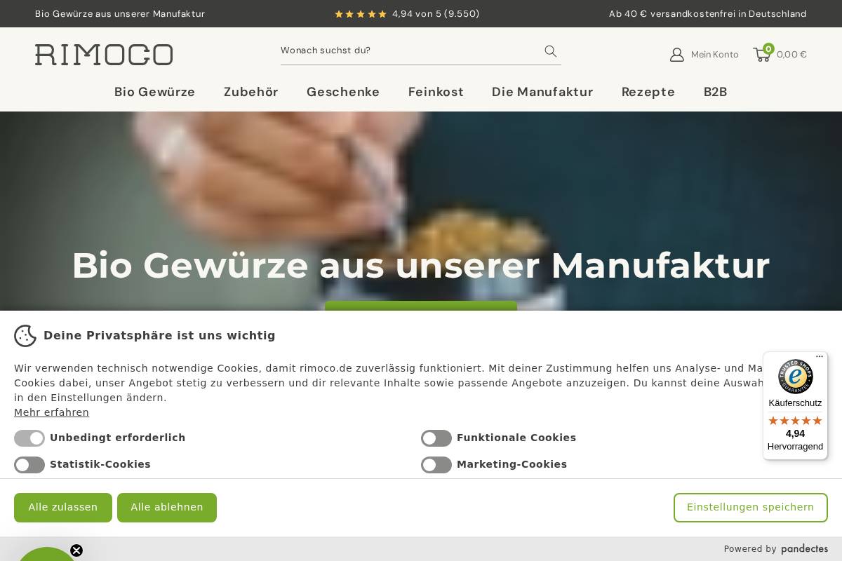 Rimoco homepage screenshot