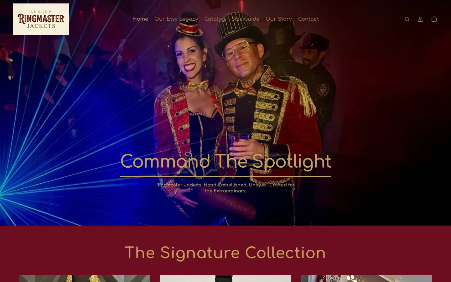 ringmastercostumes.com homepage screenshot