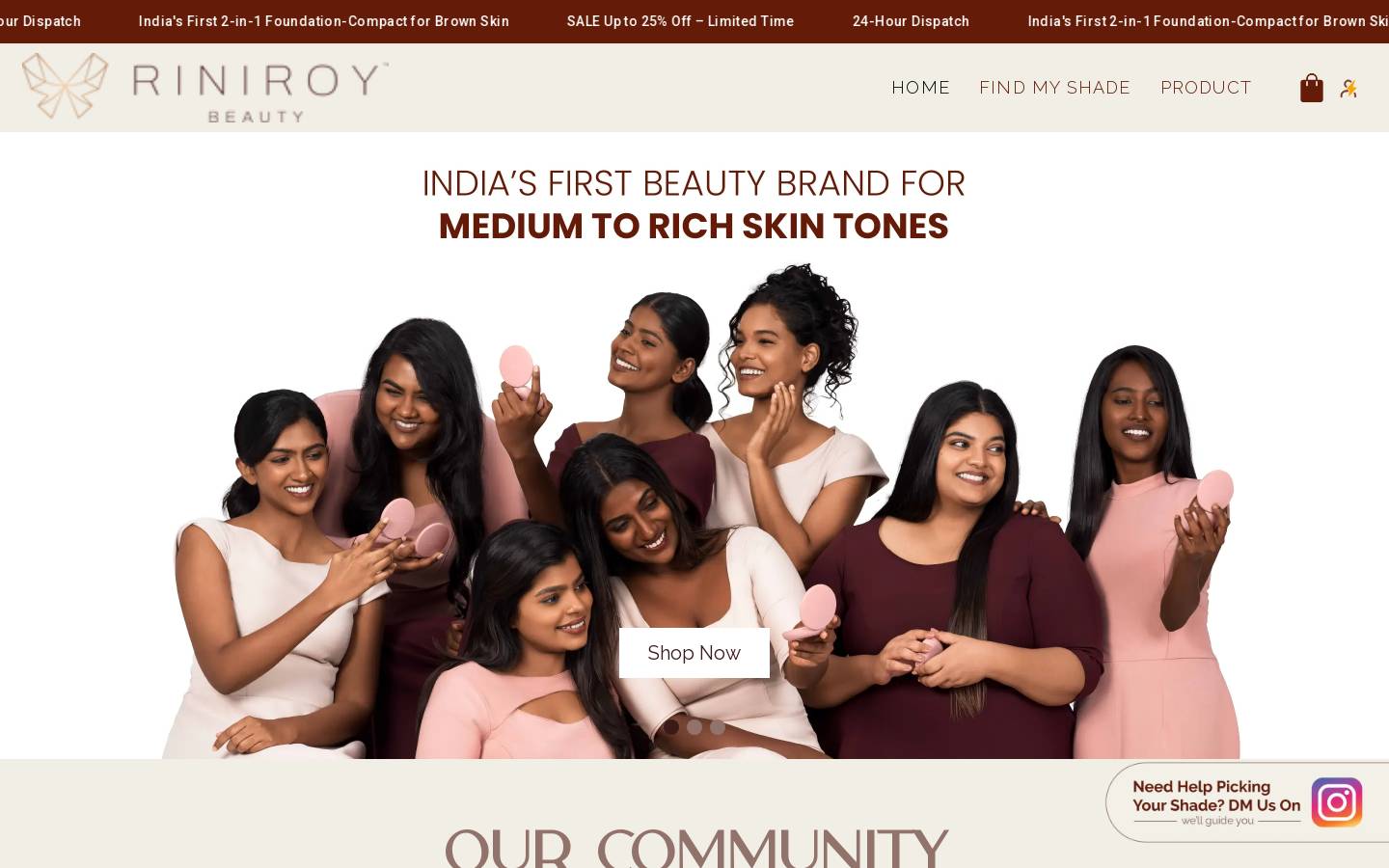 riniroybeauty.com homepage screenshot