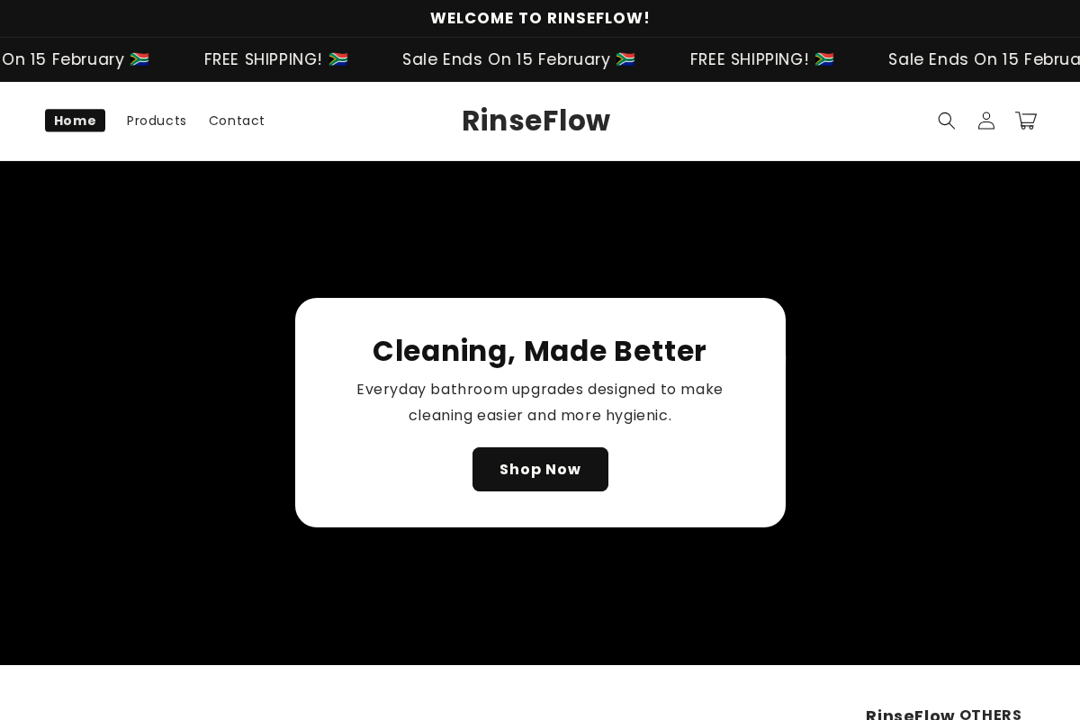 RinseFlow homepage screenshot